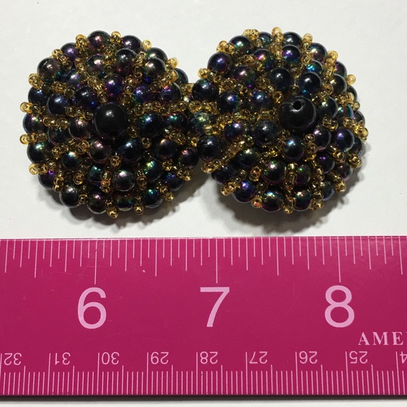 Vintage Cluster Bead AB Clip Earrings - Picture 8 of 8